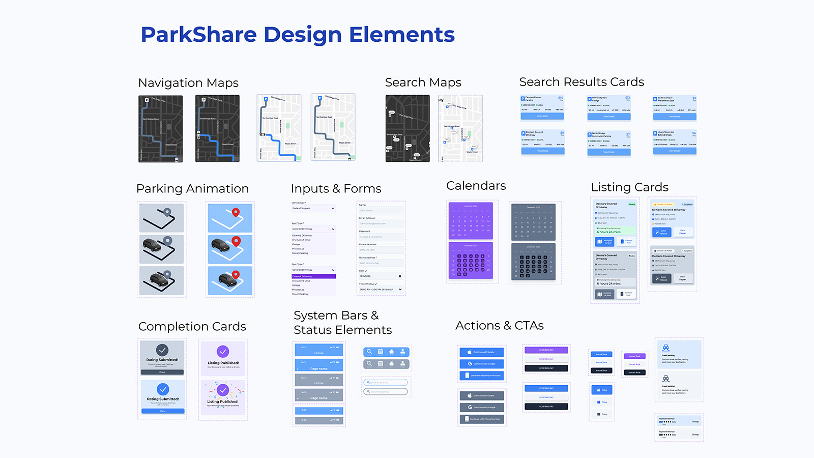 ParkShare Design Elements and Components